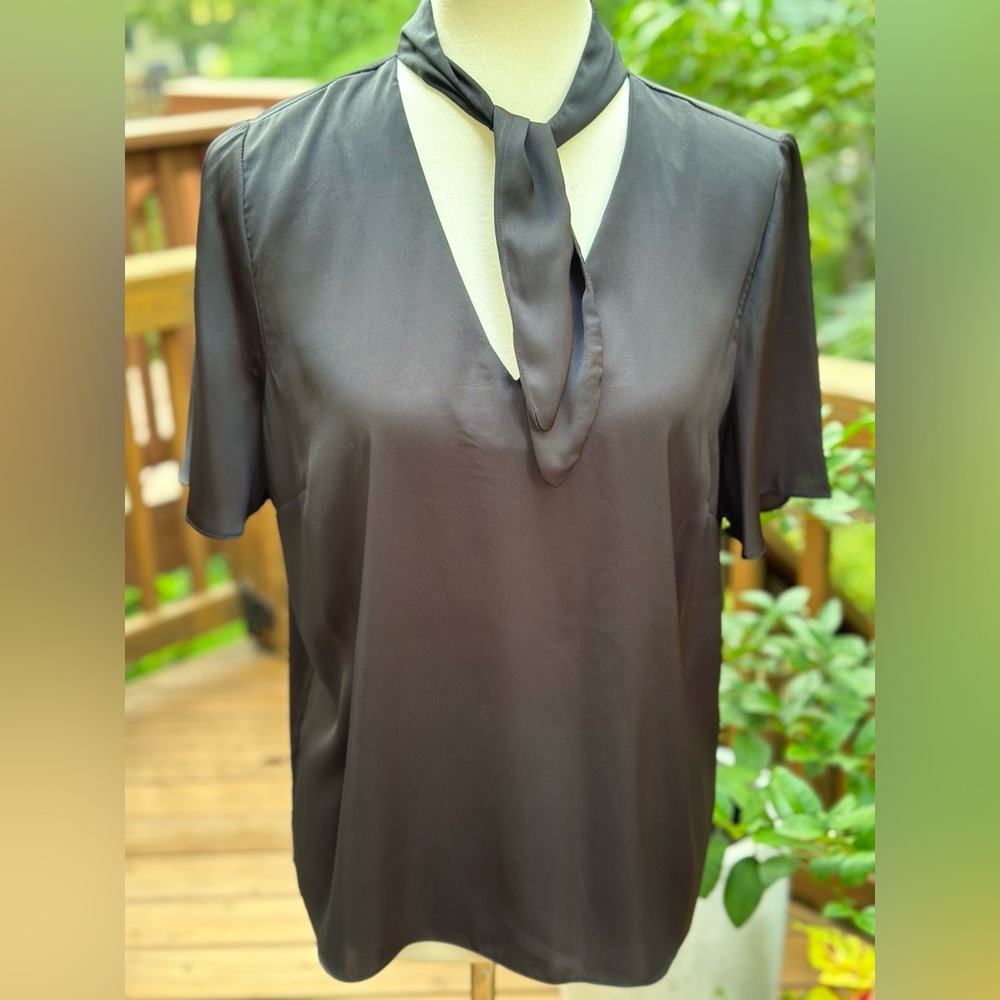 H&M Black Tie Neck Blouse Size 10